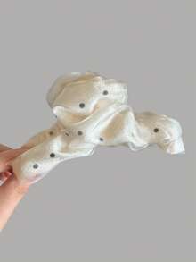 1个优雅波点褶皱网纱发夹，时尚发爪，适合女士，春夏发饰，时尚发爪夹，秋季配饰，秋季发饰，冬季配饰，适合度假装扮，女士海滩度假必备 - 彩色 - 查看 4