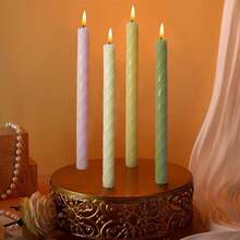 2pcs Drip-Free Threaded Cone Bar Candle, Unscented, Spiral Candle, Smokeless Dinner Candle, 10 Inch Long Lasting Burning For Home Decoration Christmas Gifts