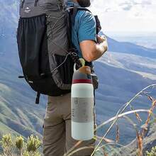 OwaIa (Boneyard), 32OZ/945ml Outdoor Sports Water Bottle, Double-Layer Vacuum Insulated Portable Drinking Cup, Travel Ice Coffee Cup, Summer Drinking Ware. It Has A Handle And A Straw, Which Is Very Suitable For Travel, Home Use, And Office Use. It Is Suitable For Small Sipping, Chilled Beverages And Hot Drinks In Summer-It Is The Perfect Gift For Him/Her On Halloween, Christmas Eve, Christmas And New Year - Beige - View 4