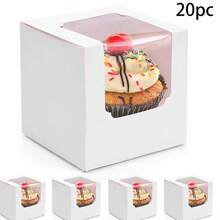5/10/20pcs Cupcake Boxes With Clear Window, Paper Cupcake Boxes With Snap Lock, Stackable Deep Cupcake Storage Boxes, Suitable For Wedding, Birthday, Christmas, Halloween, Thanksgiving And Other Parties, Also Applicable For Various Occasions - Paper - View 12