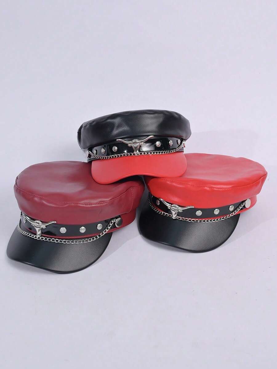 قبعة بيريه معدنية برأس ثور بتصميم داكن للنساء، قبعة بيريه ملونة بتصميم سحابة للرسام في فصل الشتاء، قبعة صحفي مناسبة للخروجات اليومية في الخريف، للمشي والتسوق