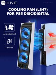 IINE L847 PS 5 智能散热风扇，兼容 PlayStation 5 光盘版和数字版，升级版温控风扇，带 USB 3.0 集线器，游戏主机配件，智能散热，低噪音，易于安装，黑白两色可选 - 黑與白 - 查看 2