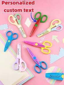 Personalized Custom Handmade Scissors, Non-Slip Safety Scissors, Student Paper-Cutting Scissors, DIY Anti-Pinch Hand Art Scissors, Back To School. - Multicolor - View 8