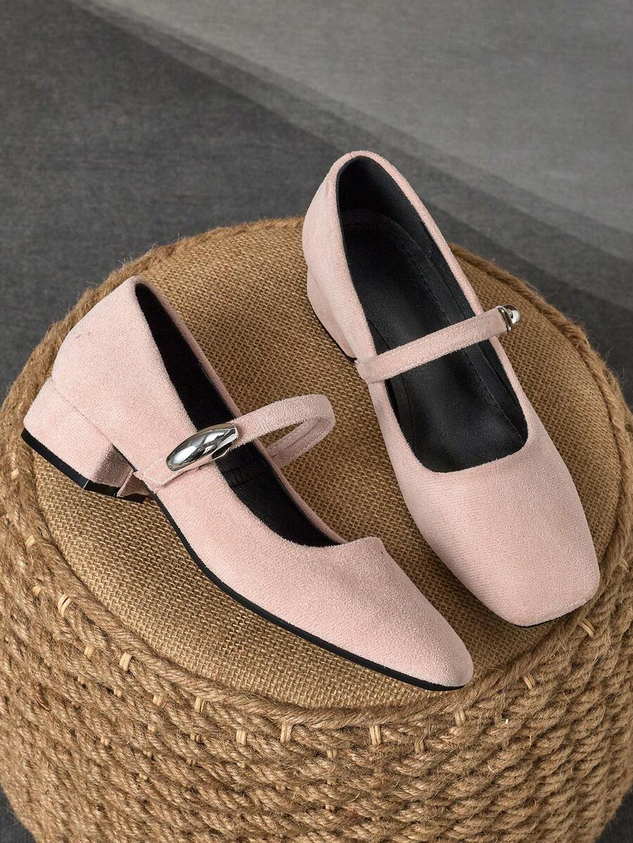 Scarpe Mary Jane da donna con tacco ricoperto in tessuto di 3 cm, tacco largo, versatili, bianche, adatte per tutte le stagioni