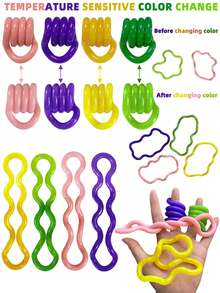 1/4/5个装指尖玩具,适合自闭症成人的感官玩具,温度变化手指玩具,缓解焦虑和压力,色彩鲜艳的静音手指玩具,可定制感官玩具颜色 - 彩色 - 查看 2