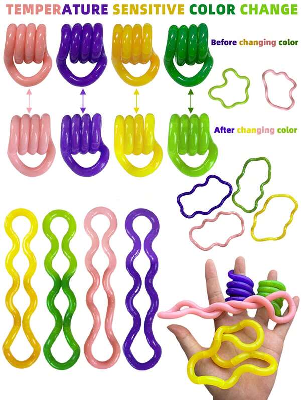 1/4/5pcs Fidget Toys, Sensory Toys Suitable For Autistic Adults, Temperature Changing Finger Toys, Relieve Anxiety And Stress, Vibrant Color Quiet Finger Toys, Customizable Sensory Toy Colors