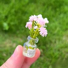 5pcs/Set, Random Style Cute Vase Set Desktop Decoration, Star-Shaped Artificial Flower Glass Vase - DIY Decorative Accessory For Tabletop, Vehicle Decoration, Small Centerpiece,Office Accessories,Decompression Figurine Accessories, Mini Desktop Decorations, Computer Monitor, Office Space