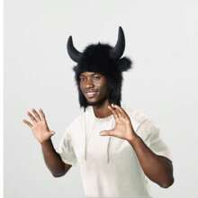 Halloween Plush Horns Hat, Warm Windproof Earflap Trapper Hat For Autumn/Winter