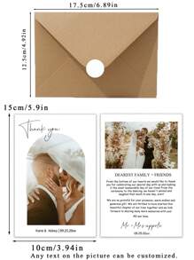 1pc/20pcs/50pcs/100pcs Customizable Modern Wedding Thank You Cards Invitations, Customizable Text And Photos, Minimalist Wedding Thank You Cards, Boho Wedding Thank You Cards, Elegant Wedding Thank You Photo Cards, Folding Thank You Cards, Photo Wedding Thank You Cards, Modern Minimalist Wedding, Personalized Customization, All Text Customizable, Best Gift For Him. - Multicolor - View 15