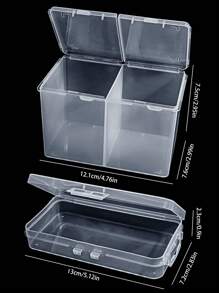 2pcs Clear Box Storage Plastic Organizer Storage Box Containers With Case For Organizing Professional Pedicure Manicure Kit And Nail Supplies, Plastic Box Nail Art Kits Tools Organizer,Nail Supplies,Nail Tools,Nail Art Tools,Back To School,Nails,Nail Tools For Press On Nails,Manicure Pedicure Tools