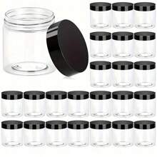 1/6/12/24 Pack 4oz Plastic Jars With Lids -Clear Round Cosmetic Containers For Lotion, Cream, Ointment, Body Butter, Makeup, Rhinestones, Samples, Travel Storage