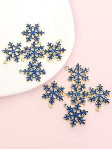 10pcs NEW Style Christmas Snowflake Styling Sparkling Powder Drip Oil Charms, Men And Women Clavicle Chain Necklace, Bracelet, Earrings, Keychain And Festival Party & Xmas Tree Hanging Decorations DIY Alloy Pendants - Perfect For Christmas Day, New Year, And Winter Celebrations - Snowflake - View 11