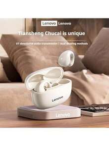 Auricular Bluetooth Lenovo TC3403 de conducción ósea con clip para la oreja, inalámbrico, abierto, sin introducir en el oído, para deportes, running, ciclismo, llamadas y reducción de ruido, compatible con Apple, Huawei, Xiaomi y otros teléfonos móviles, empaque en chino - Negro - Ver 4