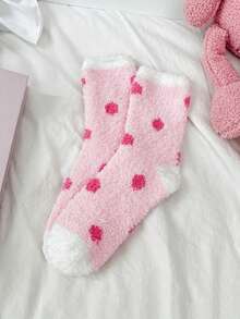 5双粉色毛绒袜，情人节礼物，女士毛绒袜，闺蜜节礼物，圣诞礼物 - 粉色 - 查看 8