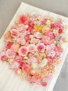 40pcs Mini Silk Flower Heads, Small Pink Fake Rose & Daisy Assorted Artificial Flowers, Suitable For Crafts, Floral Arrangements, Sunflower Scatter, Wedding Hair Accessories, Dress Decor, Autumn Decorations - Color Mixing - View 5