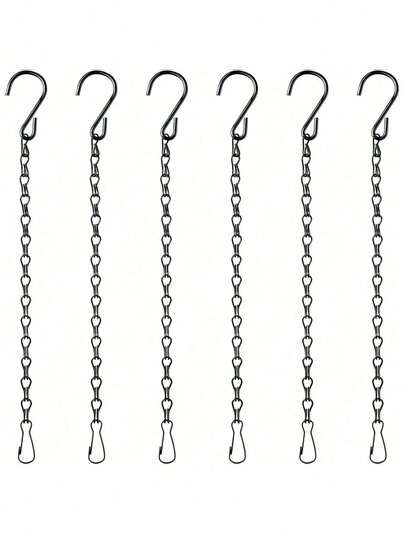 3/6 包黑色悬挂链，重型 12 磅容量复古铁质悬挂链，带可调节挂钩和夹子，花园植物吊架，黑色室内/室外喂鸟器、花盆、灯笼、风铃、广告牌、黑板和装饰品链，多功能装饰品，功能性美学，简约设计，结构