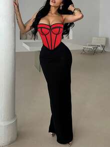 Apperloth A Y2K 女款骨架束腰夏季上衣，網紗金屬孔眼繫帶露背 Bustier，塑身短版細肩帶背心，適合電音節慶 - 彩色 - 查看 5