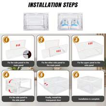 6 PCS Transparent Clear Sneaker Display Organizer, Storage Box Shoe Box Magnetic Closure Stackable, Space Saving, Plastic Organizers Boxes Stackable - Clear - View 4