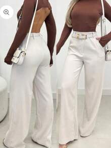 Tailored Wide Leg Pants With Belt Fashion 2025 - 白色 - 查看 2