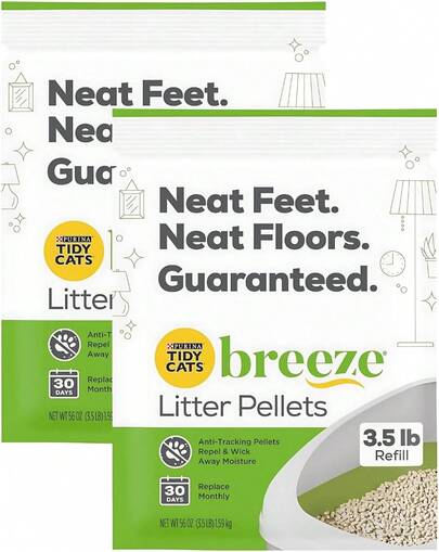 Breeze pellets de arena para gatos - 3.5 lbs, 2 paquetes, absorbente y libre de polvo, ideales para controlar olores y mantener limpio el arenero