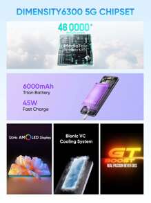 Realme 14T 5G 8GB+256GB 5G LTE, Global Version, Unlocked Cellphone, Andriod 15 Smartphone With NFC, 6.67'' OLED 120Hz Display, 6000mAh Battery Cell Phones, 50M Camera Mobile Phone 7.9mm Thin, No Adaptor - Black - View 2