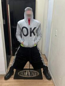 Street Retro Minimalist Style Loose Zipper Jacket For Men, Hooded Shirt With Letter Print And Flower Pattern, Sweatshirt