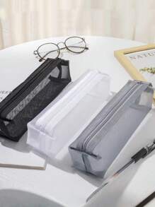 1 Stück transparente Mesh Federtasche, tragbare Aufbewahrung geeignet für Schüler Mesh Federtasche, Reißverschluss Mesh Tasche, multifunktionale transparente Federtasche Aufbewahrungstasche, geeignet für Büromaterial, Kosmetik, Reisezubehör, für Schulmaterial, Schulanfang, Weihnachtsdekoration, Weihnachtsgeschenke