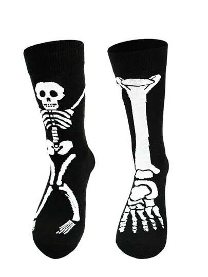5 双万圣节骷髅爪卡通袜子，情侣休闲中筒袜，趣味袜子尺码 39-45，秋季袜子