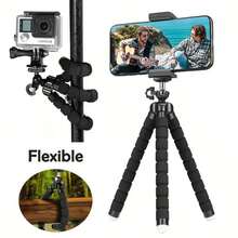 8-Legged Tripod, Universal Slouchy Phone Holder, Portable Camera Tripod, Flexible Mini Phone 360° Rotatable Tripod, Sponge Octopus Tripod Stand, Multi-Functional Universal Phone Holder - Black - View 2