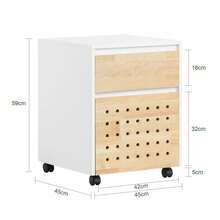 SoBuy Office Trolley Office Container Side Trolley Made Of MDF(E1) White Natural - White - View 3