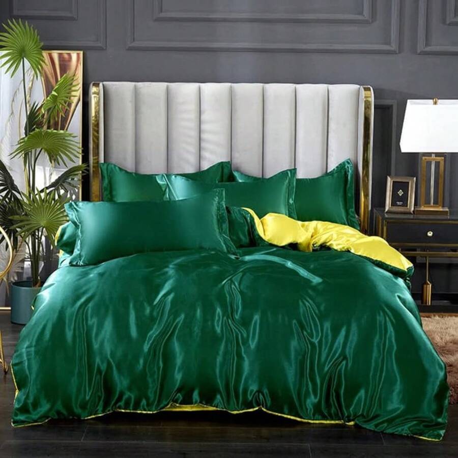 Full Satin Bedding Set In Wine Red, Silk - Like, Luxury Soft Burgundy Comforter Cover, Chic Bedroom Decor, Zippered (1 Duvet Cover + 2 Pillow Cases) - 多30 - 查看 1