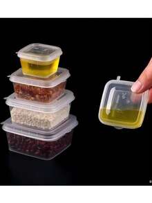 25/50pcs Disposable Sauce Cups With Lids, Takeout Dipping Sauce Containers For Chili, Garlic, Pickles, Passion Fruit Dip