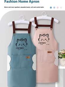 1件耐用厨房围裙，女士围裙，家用烹饪围裙，防水、防油、防污围裙 - 具有防水、防油功能，带口袋和毛巾 - 中性风格厨房服，为烹饪爱好者提供时尚防护 - 彩色 - 查看 9
