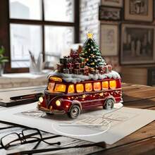 7.09"X6.29" Charming Acrylic Christmas Truck Decor - Holiday Tabletop Decoration For Home, Office And Outdoor Spaces - Ideal Holiday Gift Home Decor Christmas Decorations Room Decor