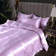 Full Satin Bedding Set In Wine Red, Silk - Like, Luxury Soft Burgundy Comforter Cover, Chic Bedroom Decor, Zippered (1 Duvet Cover + 2 Pillow Cases) - Multi 40 - 查看 4