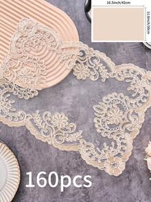 1/2/4/6pcs French Vintage Style Rectangular Lace Placemats, Embroidered Floral Line Design, Solid Color, Suitable For Dining Table, Bedside, Wedding, Hotel, Daily, Festival, Party, Home Decor, Dorm, Photography Background, All Seasons - Multicolor - View 15