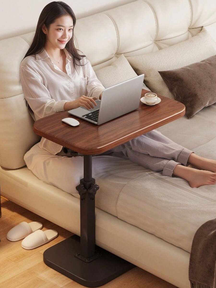 1 Household Movable Sofa Side Table, Laptop Lift Table, Bedroom Slouchy Bedside Table, Mobile Coffee Table