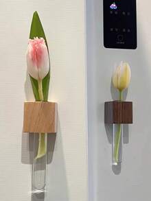 Magneți de frigider din lemn, vază magnetică DIY, decor floral, autocolant de perete suspendat, eprubetă, autocolant de perete, autocolant de perete, autocolant de perete, decor pentru casă, cameră, decor, DIY