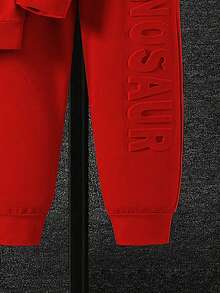 2 件套男童休闲 3D 恐龙图案连帽卫衣和裤子套装，春秋