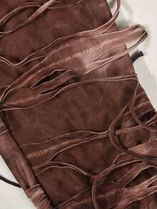 Women Distressed Flared Leggings Pants Casual Tie-Dye Print Tassels Bell Bottoms  Bootcut Trousers For Streetwear - 深棕色 - 查看 4