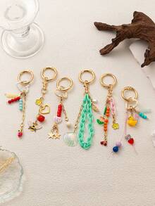 1 pezzo di Portachiavi in stile bohémien alla moda, con catena per borse, corda intrecciata spessa, ciondoli ad occhio di diavolo, cuore, stivali cowboy, sole, palma di cocco, adatto per borse, zaini, trousse da trucco, valigie, portachiavi, accessori intrecciati.