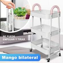 Carrito Metálico Rodante de 3 Niveles con Ruedas Bloqueables, Organizador Pesado para Bebé de Tres Pisos, Carrito de Almacenamiento Utilitario para Arte, Manualidades, Bocadillos, Guardería, Pañales y Suministros de Limpieza, con Malla - Blanco - Ver 4