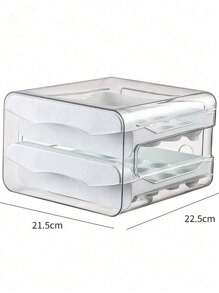 2-Layer Egg Door Tray Rolling Distributor Kitchen Drawer Style Double-Layer Egg Storage Box PET Transparent 32 Compartments Can Store 32 Eggs Refrigerator Fresh-Keeping Box Can Stack Egg Trays Egg Racks