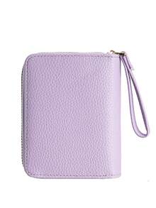 Cartera sólida de gran capacidad BATSIOE para mujeres, cartera con cremallera para monedas, billetera minimalista de lujo al por mayor para mujeres, billetera de dinero, billetera mini, monedero, billetera linda, billetera pequeña, billetera con muñequera - Púrpura malva - Ver 5