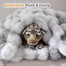 1 sztuka dużego koca na sofę z imitacji futra królika, pluszowy koc z miękkim i ciepłym sztucznym futrem w luksusowym stylu, odpowiedni na różne okazje, takie jak salony, sypialnie i sofy