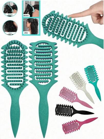 Cepillo para cabello rizado y ligero - Diseño de ventilación para un secado rápido, definición de rizos y peinado suave, excelente para el verano, los viajes y el uso diario