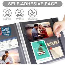 Self-Adhesive Photo Album With Pen, 40 Pages Scrapbook Album With Sticky Page, Linen Cover DIY Photo Album For 3x5, 4x6, 5X7, 6x8, And 8x10 Inch Photos, Large Photo Book For Wedding, Birthday, Christmas, Anniversary, School, Gift For Family, Friends