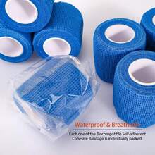 10 cuộn băng thun tự dính màu xanh - Thích hợp cho bóng đá, bóng rổ, thể dục và các môn thể thao khác - Màu xanh lam - Xem 2