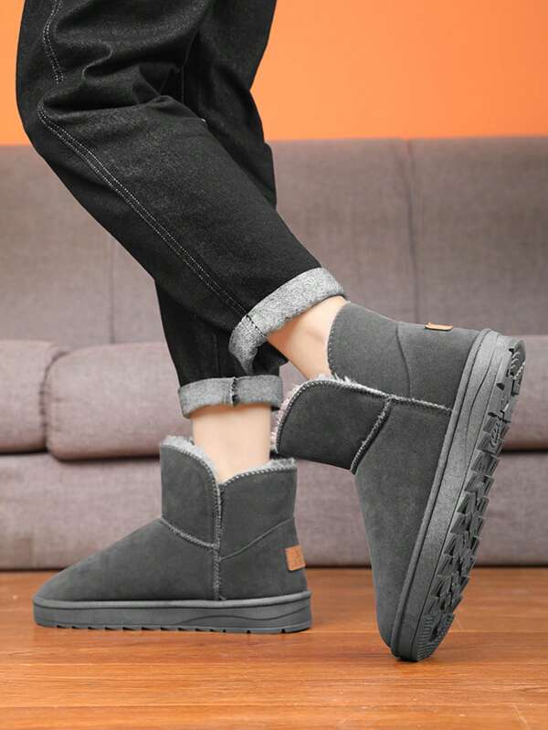 1 Pair Unisex Suede Short Boots, Thermal Lined, Warm & Versatile Winter Essential