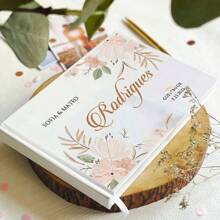 1pc 38-Page Personalized Wedding Guest Book, Simple Elegant White Flower Wedding Message Book Album, Wedding Decor & Gift Exquisite, Stylish, Contracted, Modern Custom, Personalized, Unique Ideal Gifts For Him Her, Boyfriend, Girlfriend, Dad, Mom, Family, Friends For Anniversaries, For Valentine's Day, For Mother's Day, For Birthdays, For Children's Day, For Father's Day, For Graduation, For Weddings, For Housewarming Living Room, Office, Tea Room, Home, Garden, Christmas,Xmas Decoration